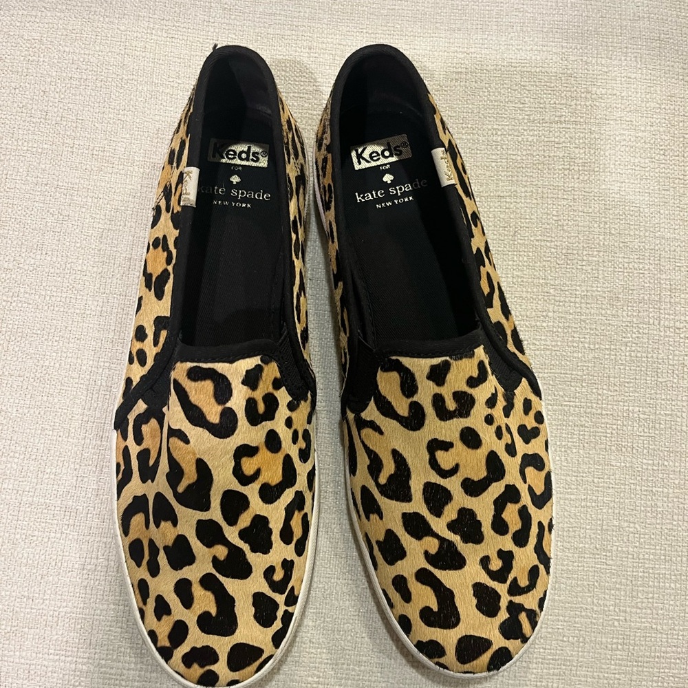 Kate Spade Keds Women's Leopard Print Slip-On Shoes SZ 9 NEW (no box)